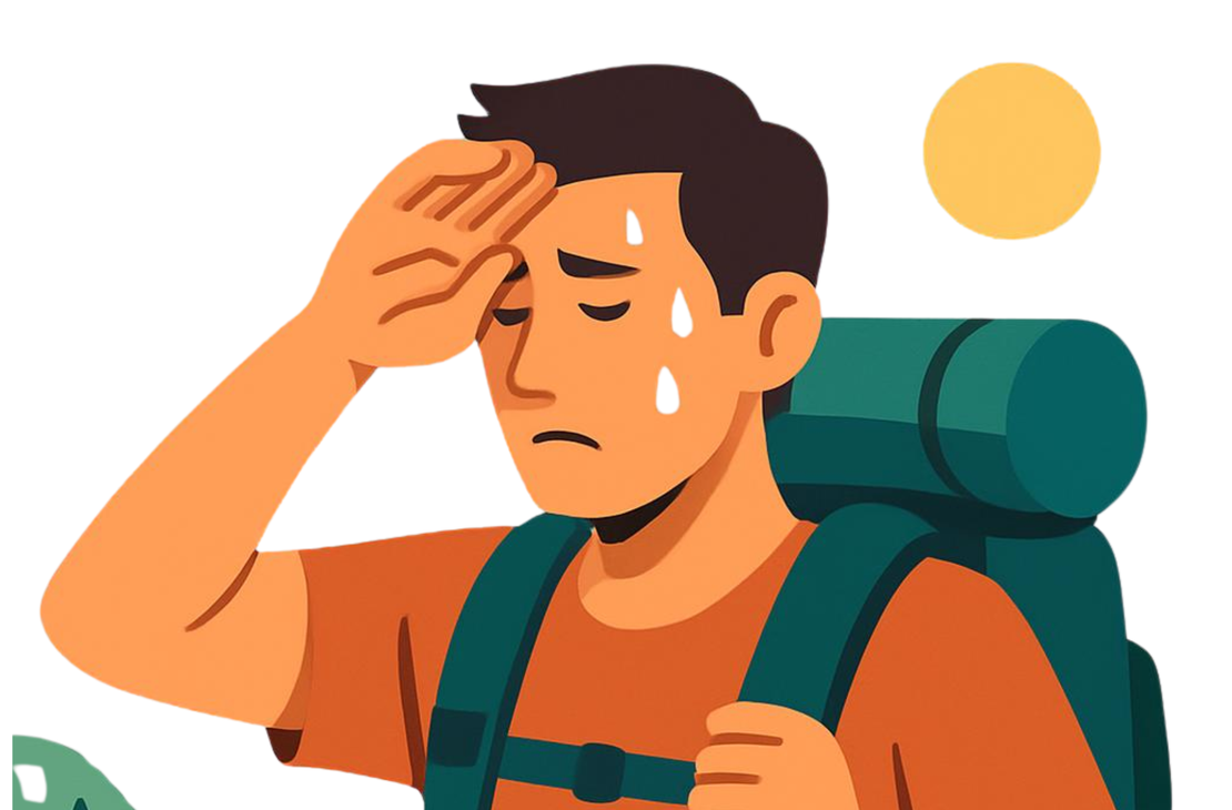 Foto, verschwitzter Wanderer