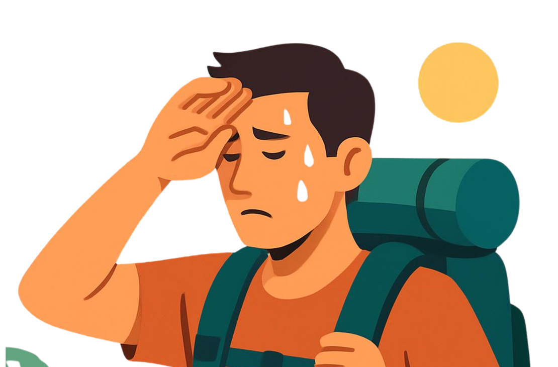 Foto, verschwitzter Wanderer