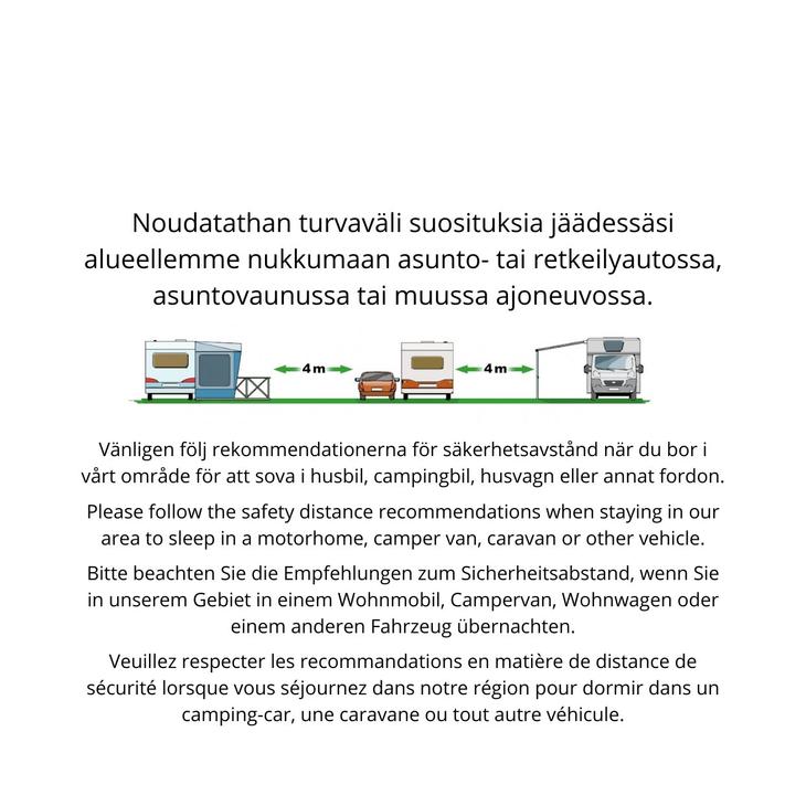 Safety interval recommendation for motorhomes Petraniemi, Petkeljärvi National Park, Petkeljärvi Center